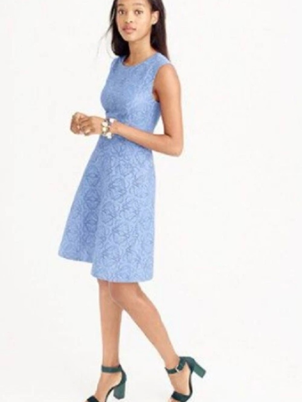 J.Crew Sleeveless Light Blue Lace A-Line Dress